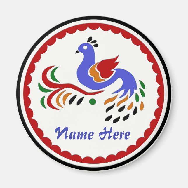 Amish Style Bird Drink Coaster Magnet (Front)