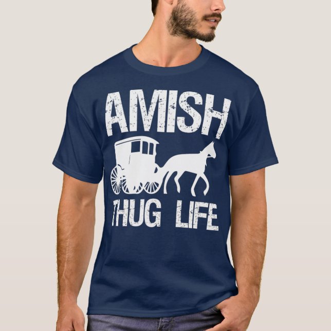 Amish Thug With Horse  Buggy Gangster T-Shirt (Front)