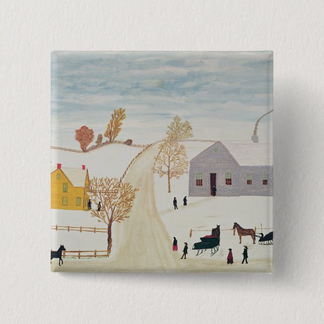 Amish Village 2 Inch Square Button (Front)
