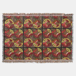 Amish Wedding Ring Quilt Pattern in Fall Colours Throw Blanket