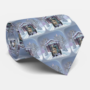 Amish Winter Covered Bridge Tie