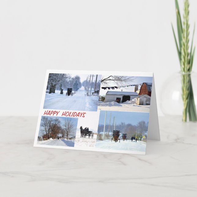 Amish Winter  Holiday Collage Card (Front)
