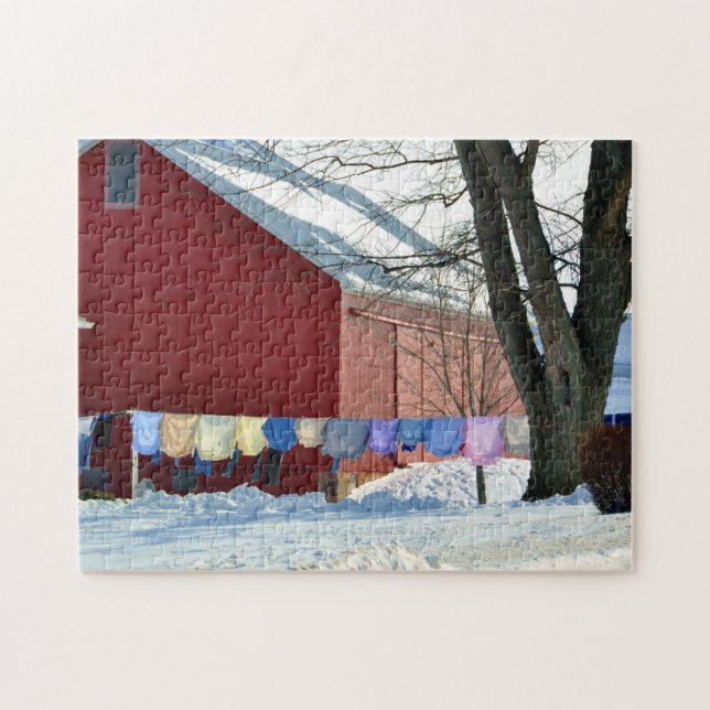 Amish Winter Laundry Jigsaw Puzzle (Horizontal)