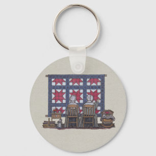 Amish Women Quilting Keychain