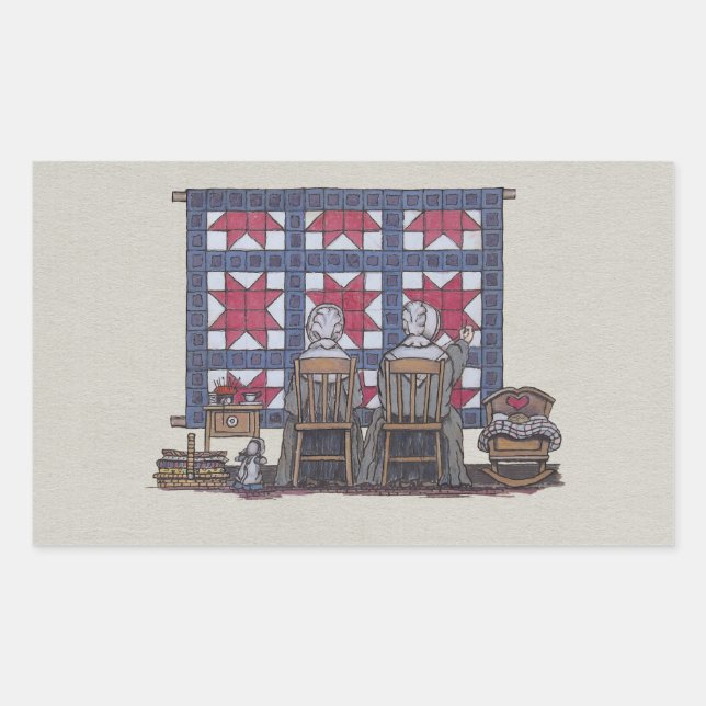 Amish Women Quilting Sticker (Front)