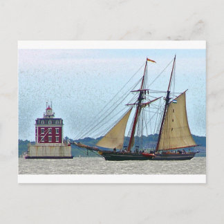 Amistad at Ledge Light House Postcard