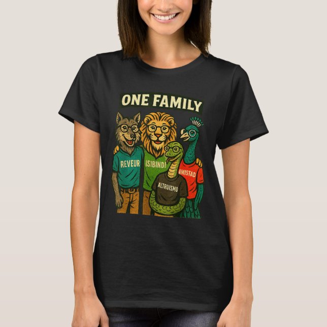 Amistad, Isibindi, Altruismo, Reveur 4 Houses 1 Fa T-Shirt (Front)