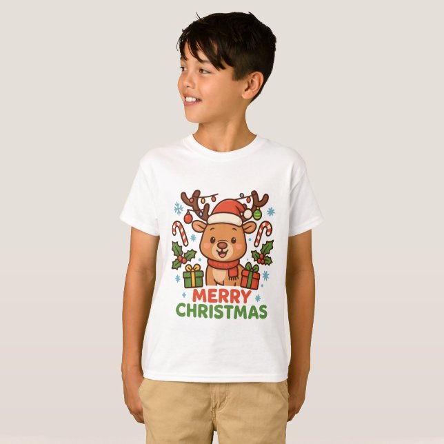 AMITA  - Merry Christmas Reindeer T-Shirt (Front Full)