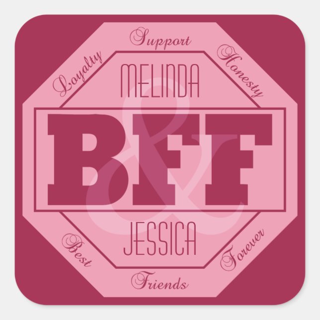Amitié BFF - noms personnalisés - autocollants (Devant)