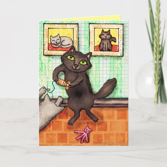 Amitié / Carte de remerciements Amoureux des chats (Devant)