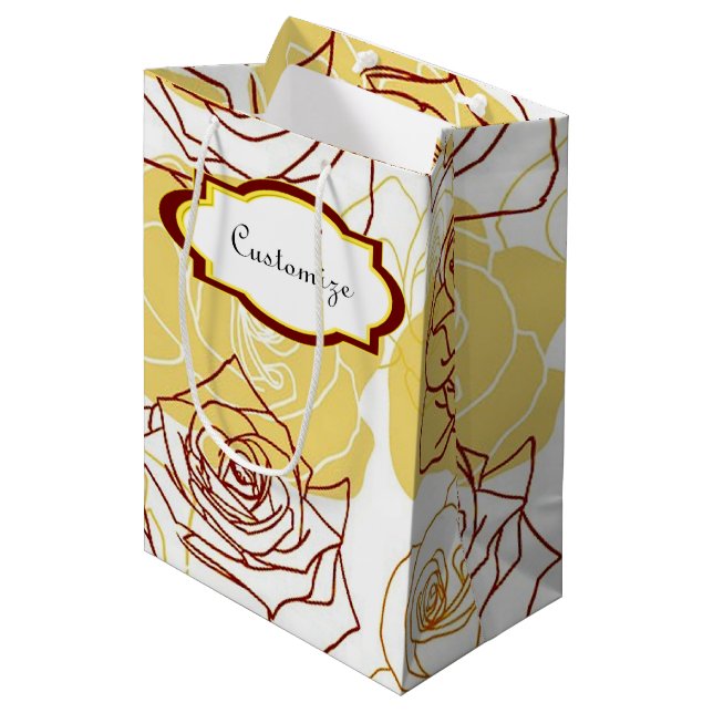 Amitié et joie Sac cadeau Roses Jaunes (Devant Angle)