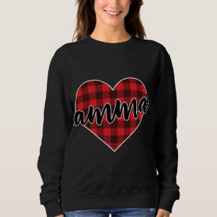 Amma Buffalo Plaid Heart Cozy Christmas Winter Pat Sweatshirt