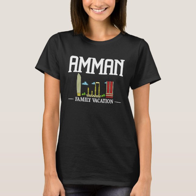 Amman Jordan City Trip Skyline Map Travel T-Shirt (Front)