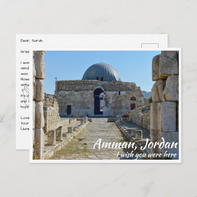 Amman Jordan with Umayyad Palace Postcard (Front/Back)