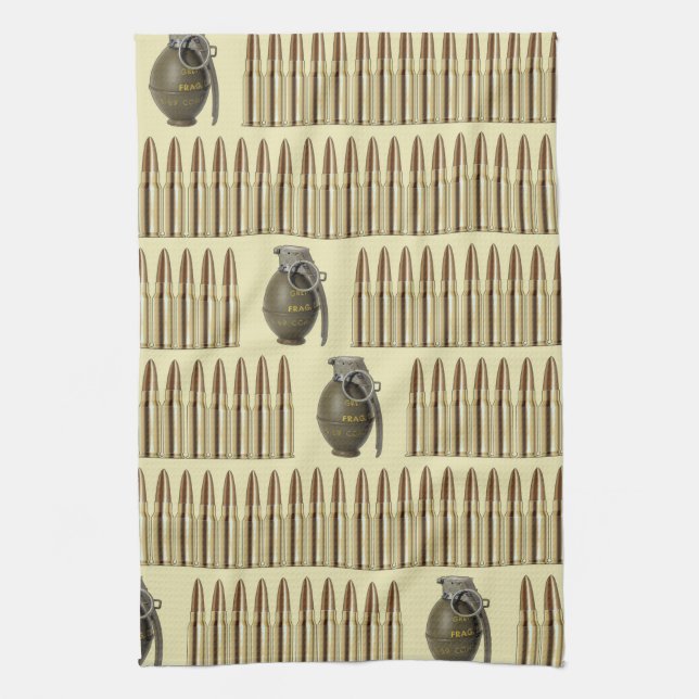 Ammo and grenades pattern kitchen towel (Vertical)