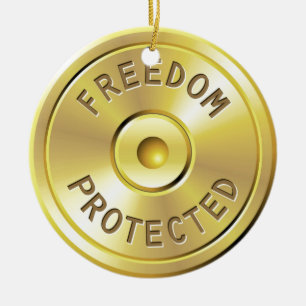 Ammo cartridge from a fired bullet, freedom ceramic ornament