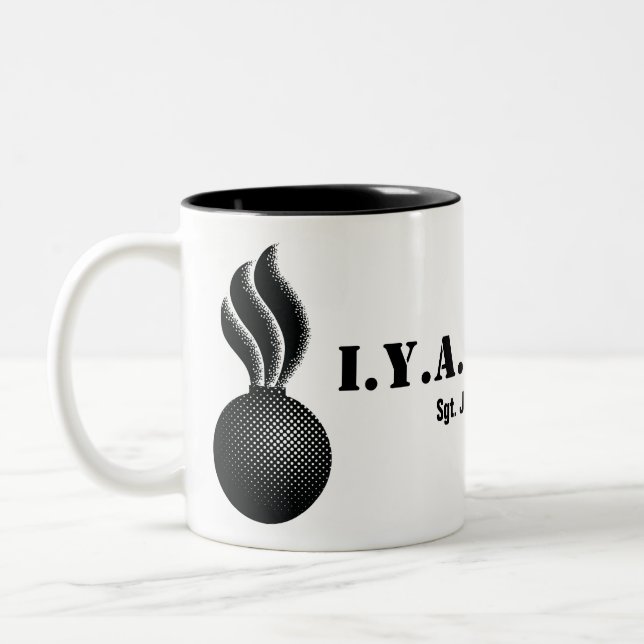 Ammo IYAAYAS Custom Name Black White Two-Tone Coffee Mug (Left)