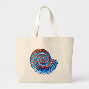 Ammonite fossil large tote bag