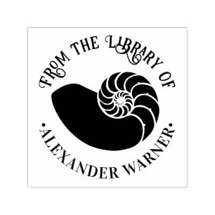 Ammonite Fossil Shell #2 Beach Library Book Self-inking Stamp
