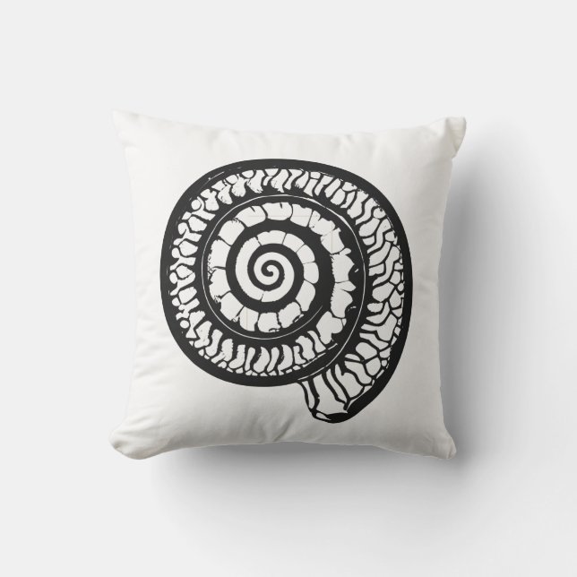 Ammonite Fossil - Spiral Seashell Outdoor Pillow (Front)
