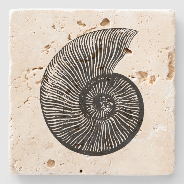 Ammonite Fossil Stone Coaster (Front)