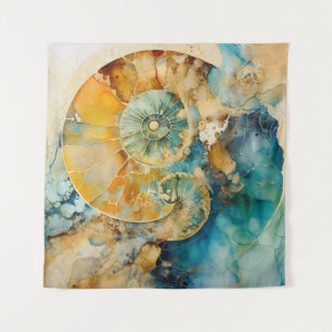 Ammonite Gem Fossil Tapestry