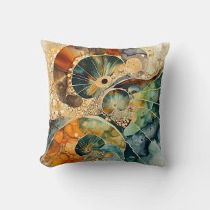 Ammonite Gem Fossil Throw Pillow