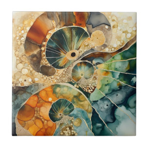 Ammonite Gem Fossil Tile