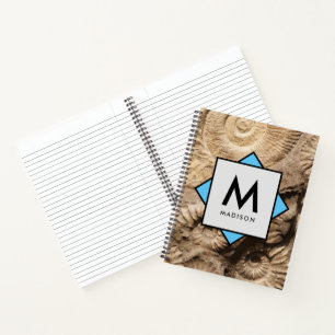 Ammonite Sea Shells with Your Name and Monogram on Notebook