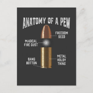 Ammunition Pew Anatomy Funny Gun Bullet Weapon Postcard