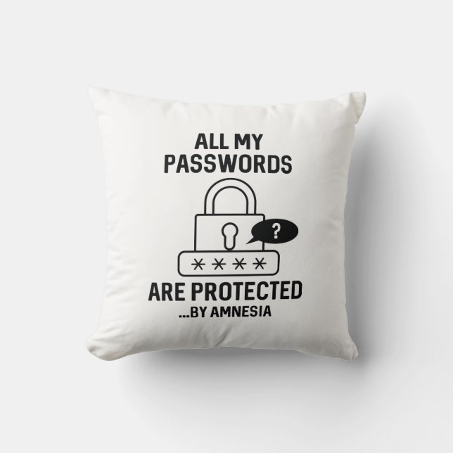 Amnesia Passwords Throw Pillow (Front)