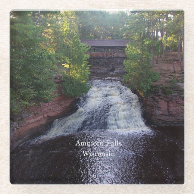 Amnicon Falls glass coaster (Front)