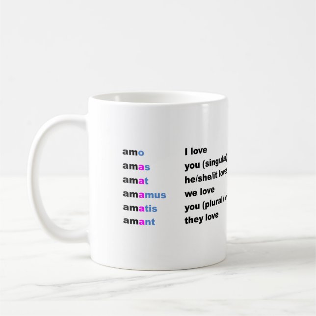 Amo, amas, amat... coffee mug (Left)