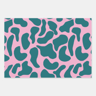 Amoeba Modern Organic Shapes Circle Blue Turquoise Wrapping Paper Sheet