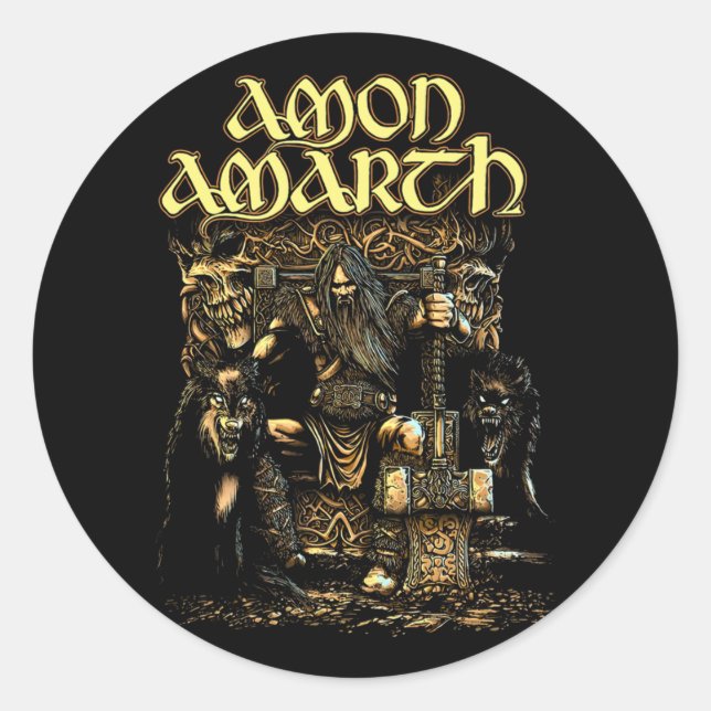 Amon Amarth Thor Band Logo Official Classic Round Sticker (Front)