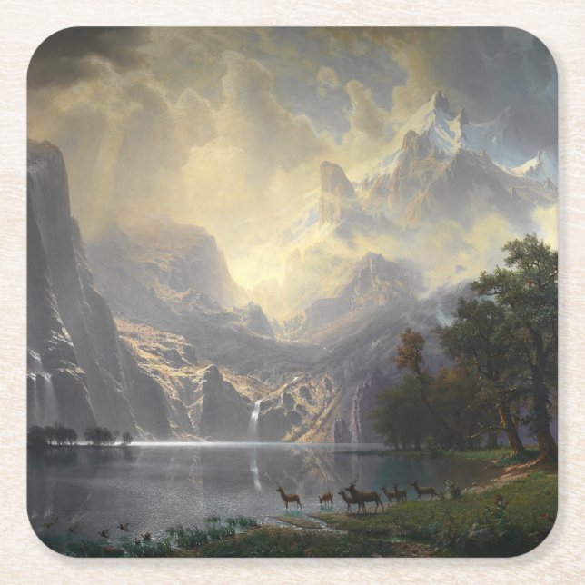Among Sierra Nevada California mountain landscape  Square Paper Coaster (Front)