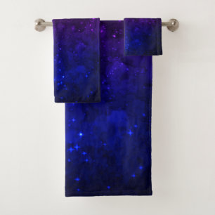 Among Stars in the Blue and Purple Galaxy Bath Towel Set