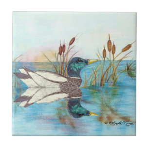 Among the Cattails Tile