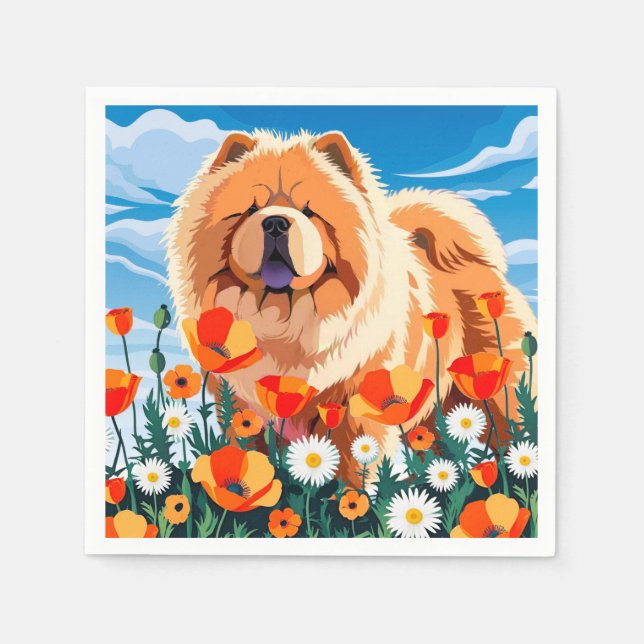 AMONG THE POPPIES Chow  Napkin (Front)