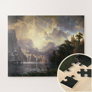 Among the Sierra Nevada, California, Bierstadt Art Jigsaw Puzzle