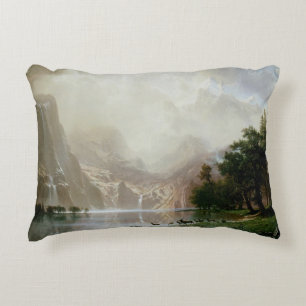 Among the Sierra Nevada Mountains by Bierstadt Decorative Pillow