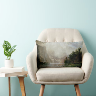 Among the Sierra Nevada Mountains by Bierstadt Lumbar Pillow