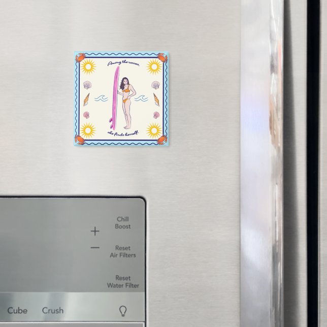 Among the waves, she finds herself. magnet (In Situ (Fridge))
