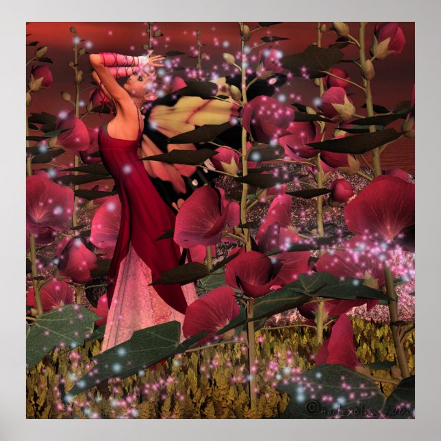 Amongst the Hollyhocks Poster (Front)