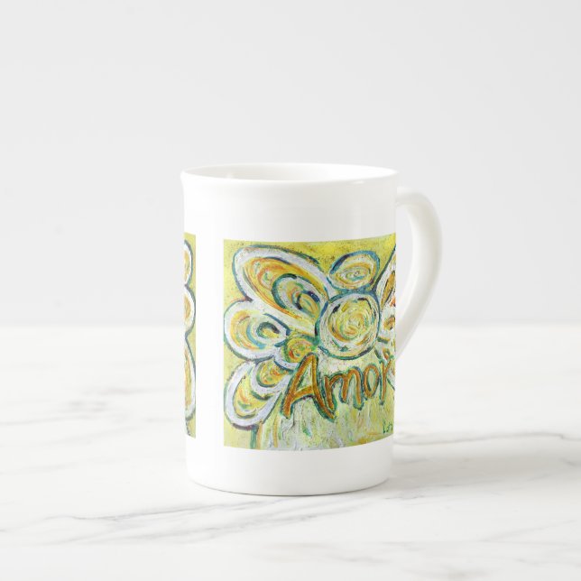 Amor (Amour) Mot Angel Bone China Mug (Devant droit)