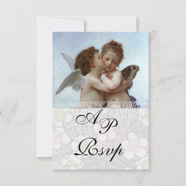 Amor and Psyche as Children Wedding Party Monogram Invitation (Front)