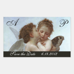 Amor and Psyche as Children Wedding Party Monogram Sticker