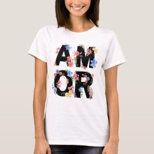 Amor Floral Spring Cute Love Romantic Watercolour T-Shirt