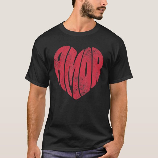 AMOR Love Valentine's Day Retro Groovy Valentine H T-Shirt (Front)