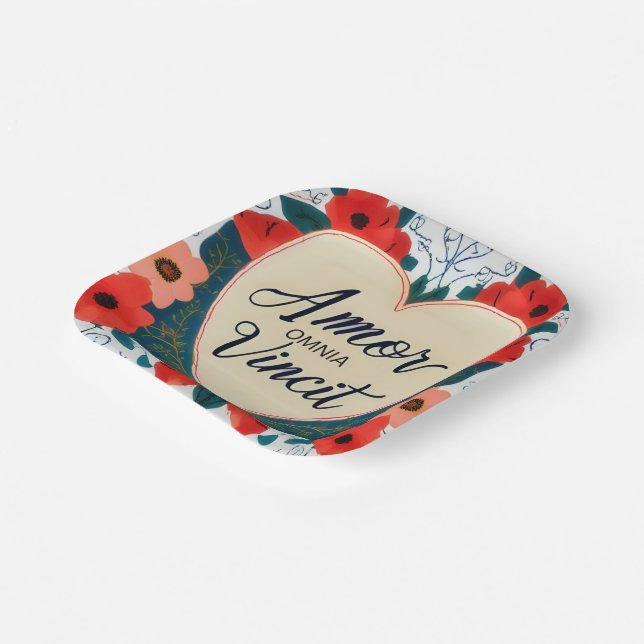 Amor Omnia Vincit   - quote  Paper Plate (Angled)